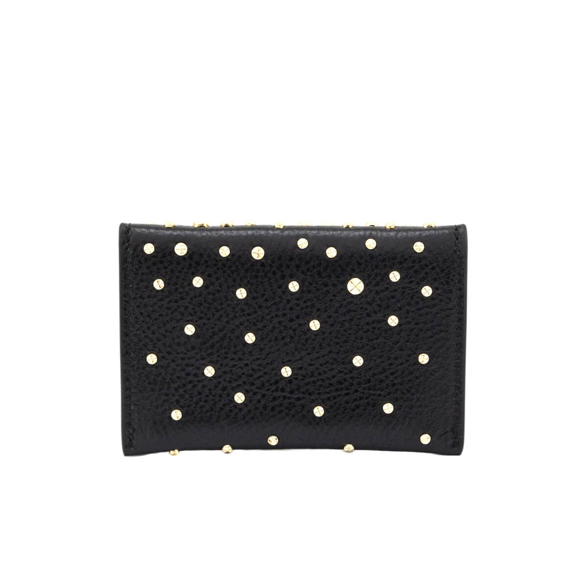 Alexander McQueen Black Grainy Calfskin Studded Skull Envelope Card Holder - Love that Bag etc - Preowned Authentic Designer Handbags Preloved Fashions