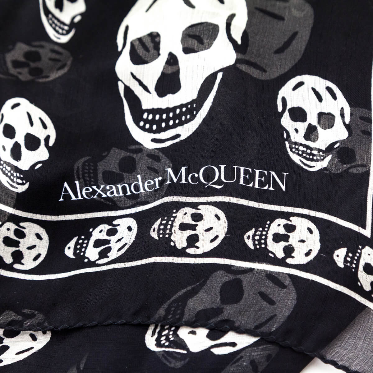 Alexander McQueen Black White Silk Skull Scarf - Love that Bag etc - Preowned Authentic Designer Handbags Preloved Fashions