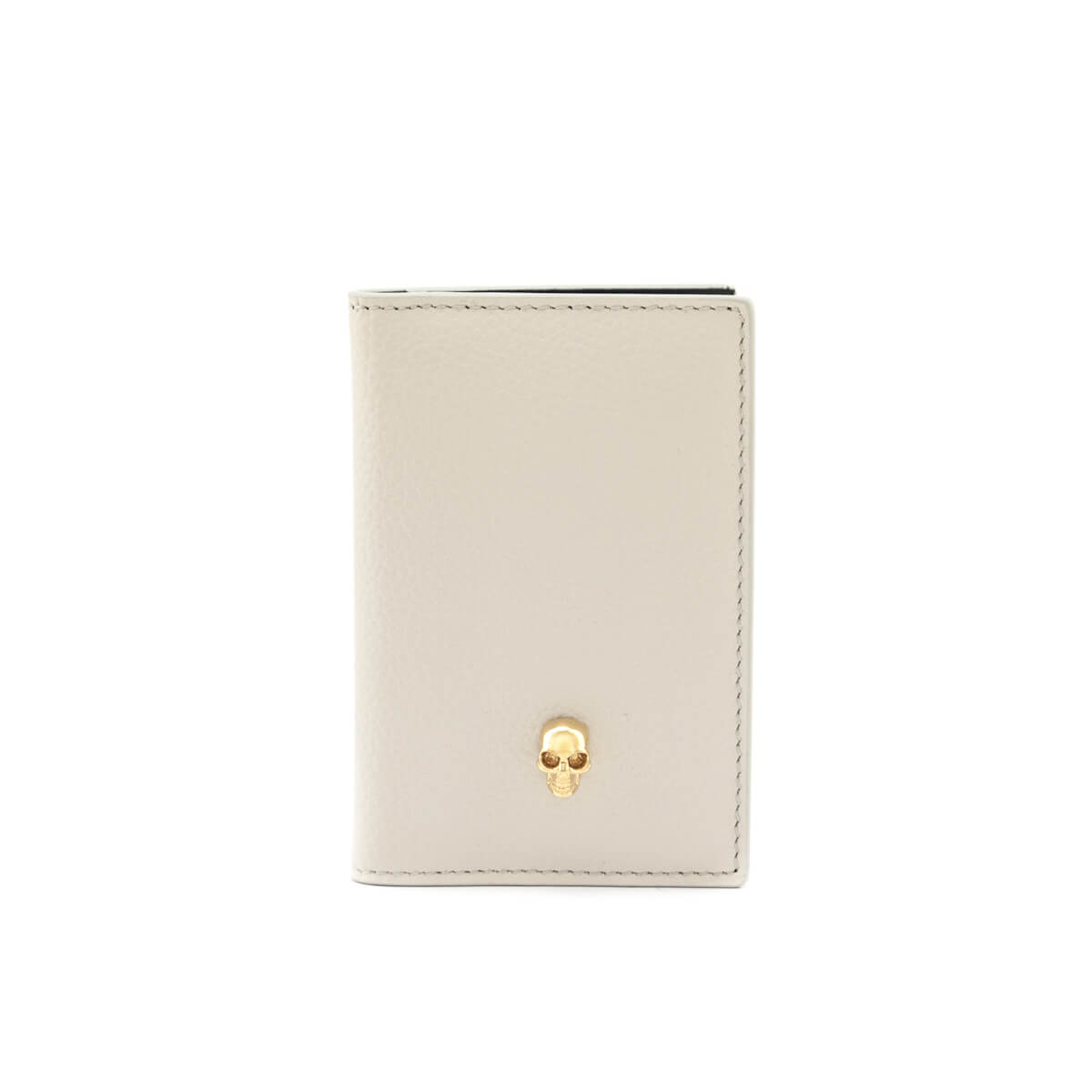 Alexander McQueen Off White Grainy Calfskin Skull Pocket Organizer - Love that Bag etc - Preowned Authentic Designer Handbags Preloved Fashions