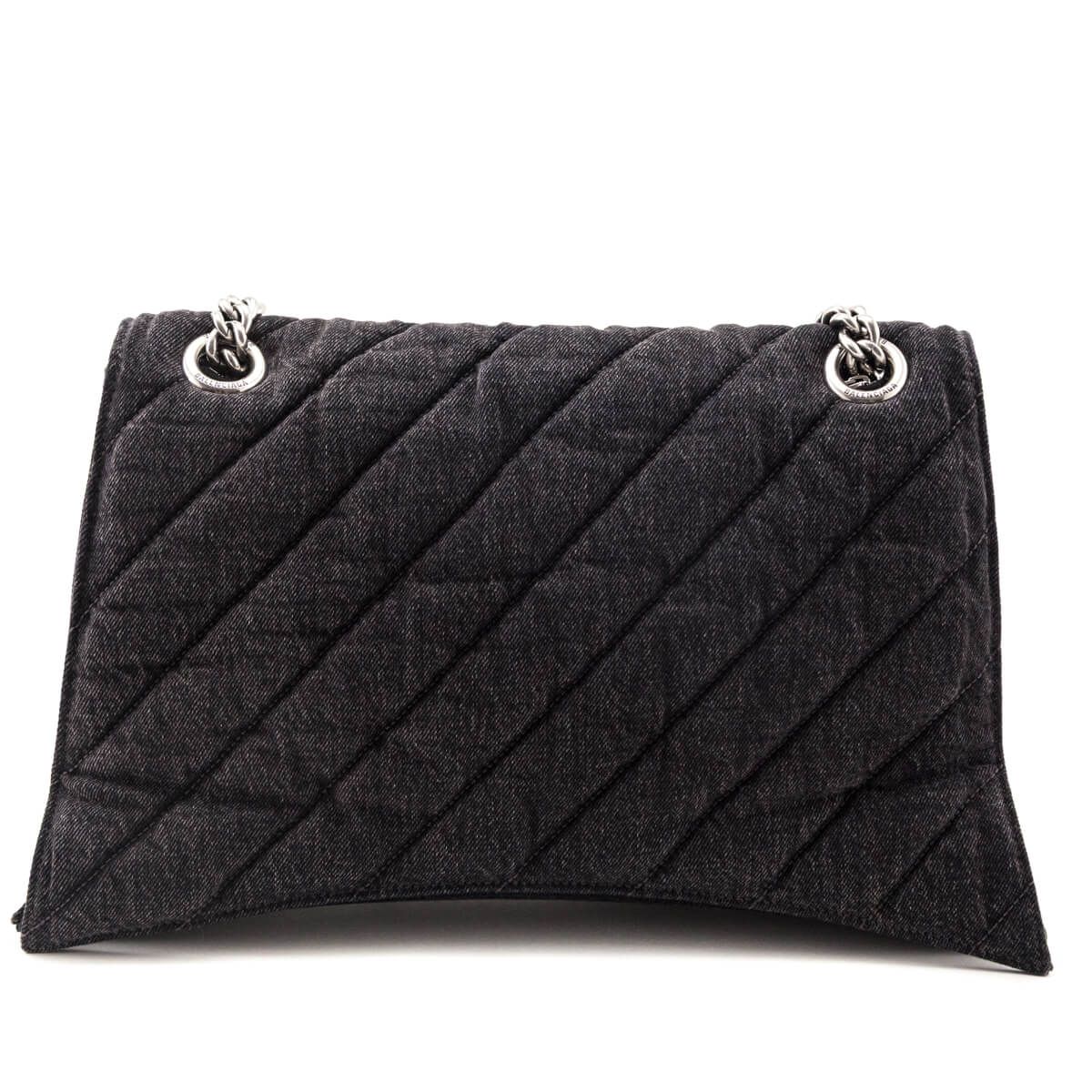 Balenciaga Black Washed Denim Quilted Large Crush Chain Bag - Love that Bag etc - Preowned Authentic Designer Handbags Preloved Fashions