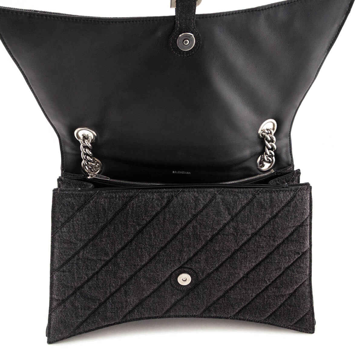 Balenciaga Black Washed Denim Quilted Large Crush Chain Bag - Love that Bag etc - Preowned Authentic Designer Handbags Preloved Fashions