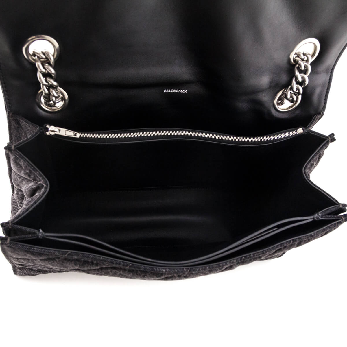 Balenciaga Black Washed Denim Quilted Large Crush Chain Bag - Love that Bag etc - Preowned Authentic Designer Handbags Preloved Fashions