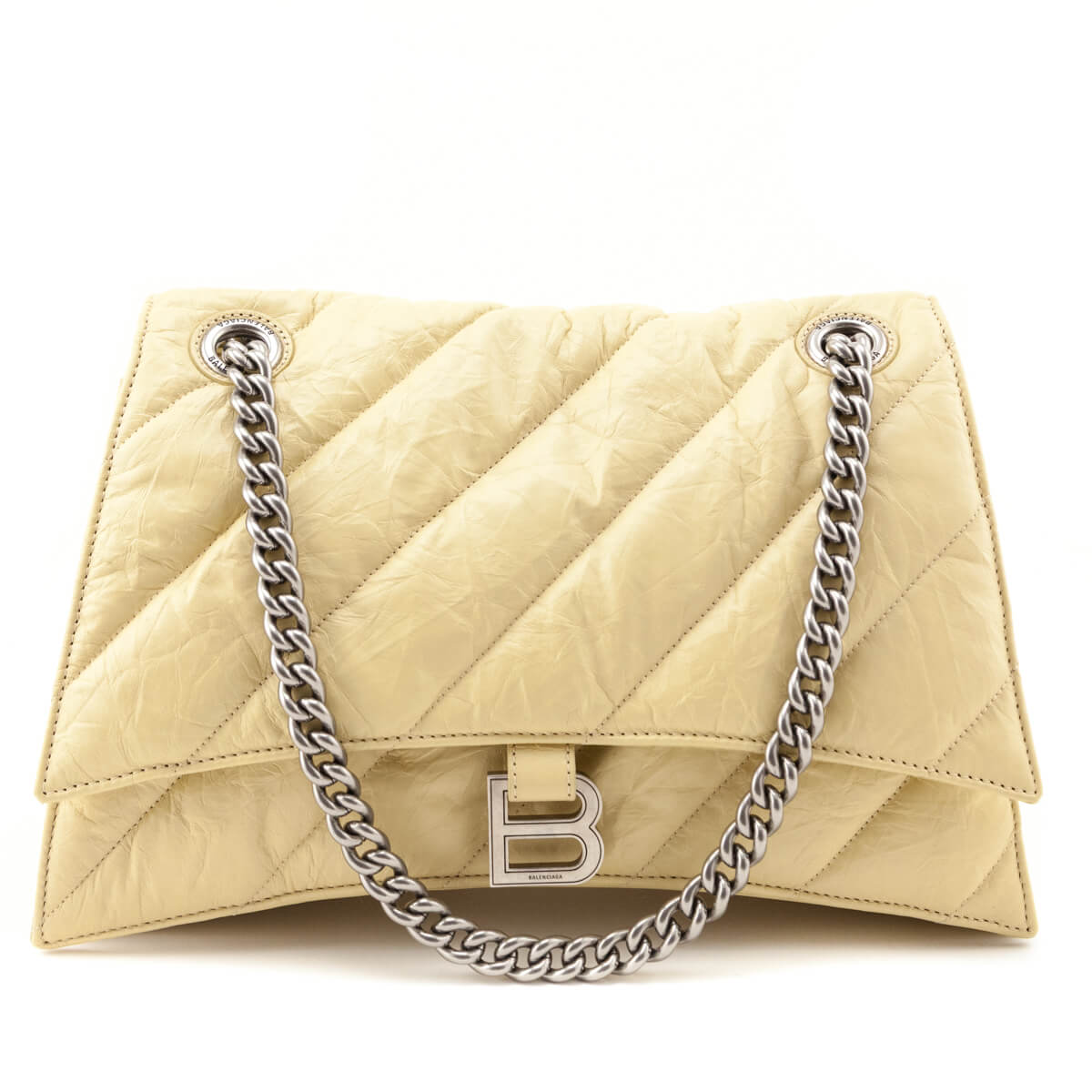 Balenciaga Butter Yellow Crushed Calfskin Quilted Medium Crush Chain Bag - Love that Bag etc - Preowned Authentic Designer Handbags Preloved Fashions