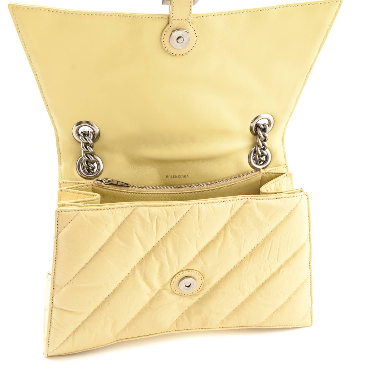 Balenciaga Butter Yellow Crushed Calfskin Quilted Medium Crush Chain Bag - Love that Bag etc - Preowned Authentic Designer Handbags Preloved Fashions