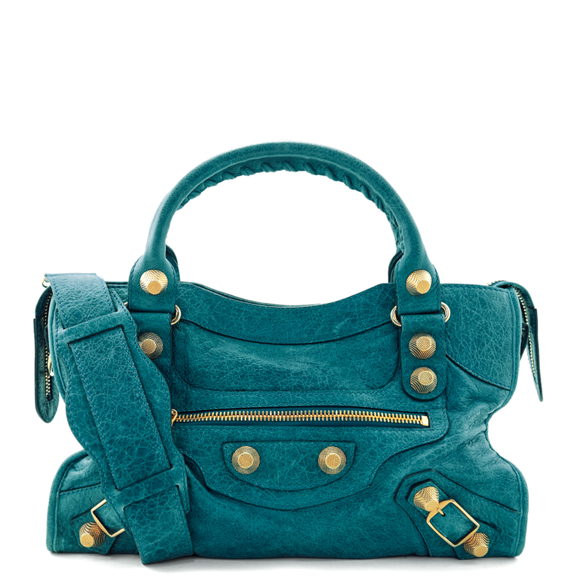 Balenciaga Turquoise Agneau Giant 12 Gold Hardware City Bag - Love that Bag etc - Preowned Authentic Designer Handbags Preloved Fashions