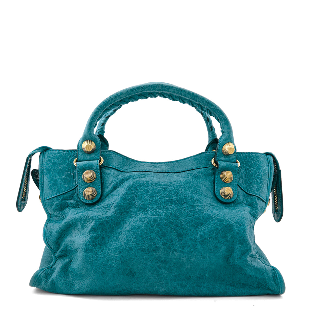 Balenciaga Turquoise Agneau Giant 12 Gold Hardware City Bag - Love that Bag etc - Preowned Authentic Designer Handbags Preloved Fashions