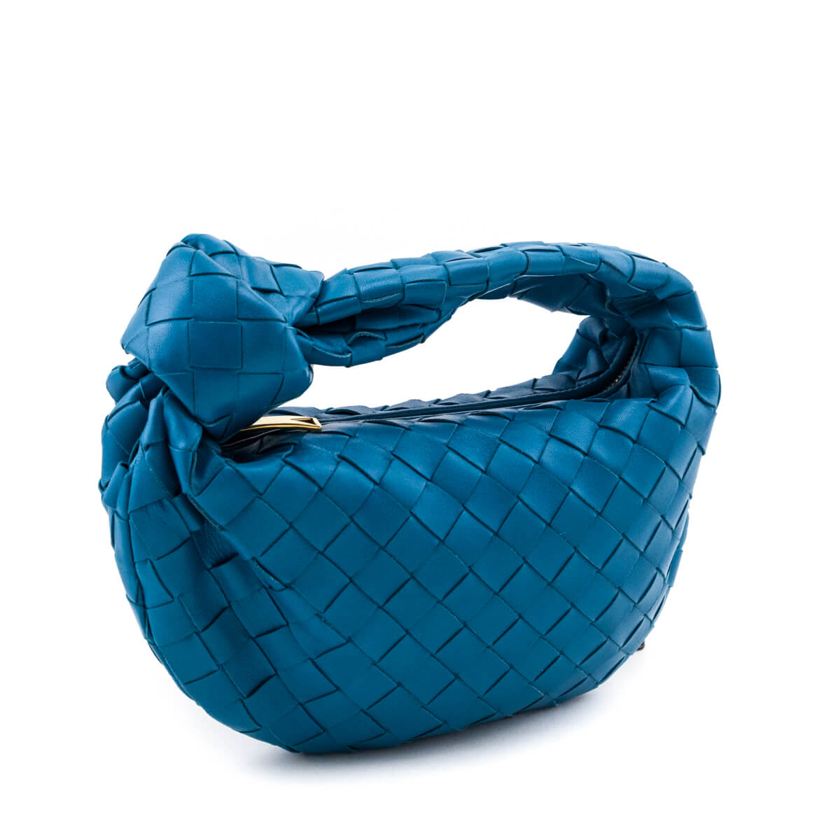 Bottega Veneta Blue Nappa Intrecciato Mini Jodie - Love that Bag etc - Preowned Authentic Designer Handbags Preloved Fashions