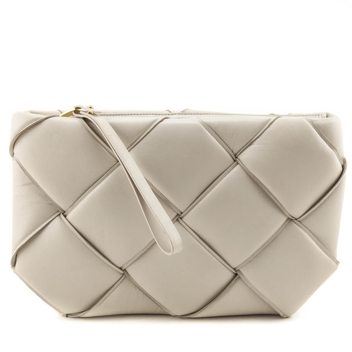 Bottega Veneta Bone Maxi Weave Quilted Pouch - Love that Bag etc - Preowned Authentic Designer Handbags Preloved Fashions