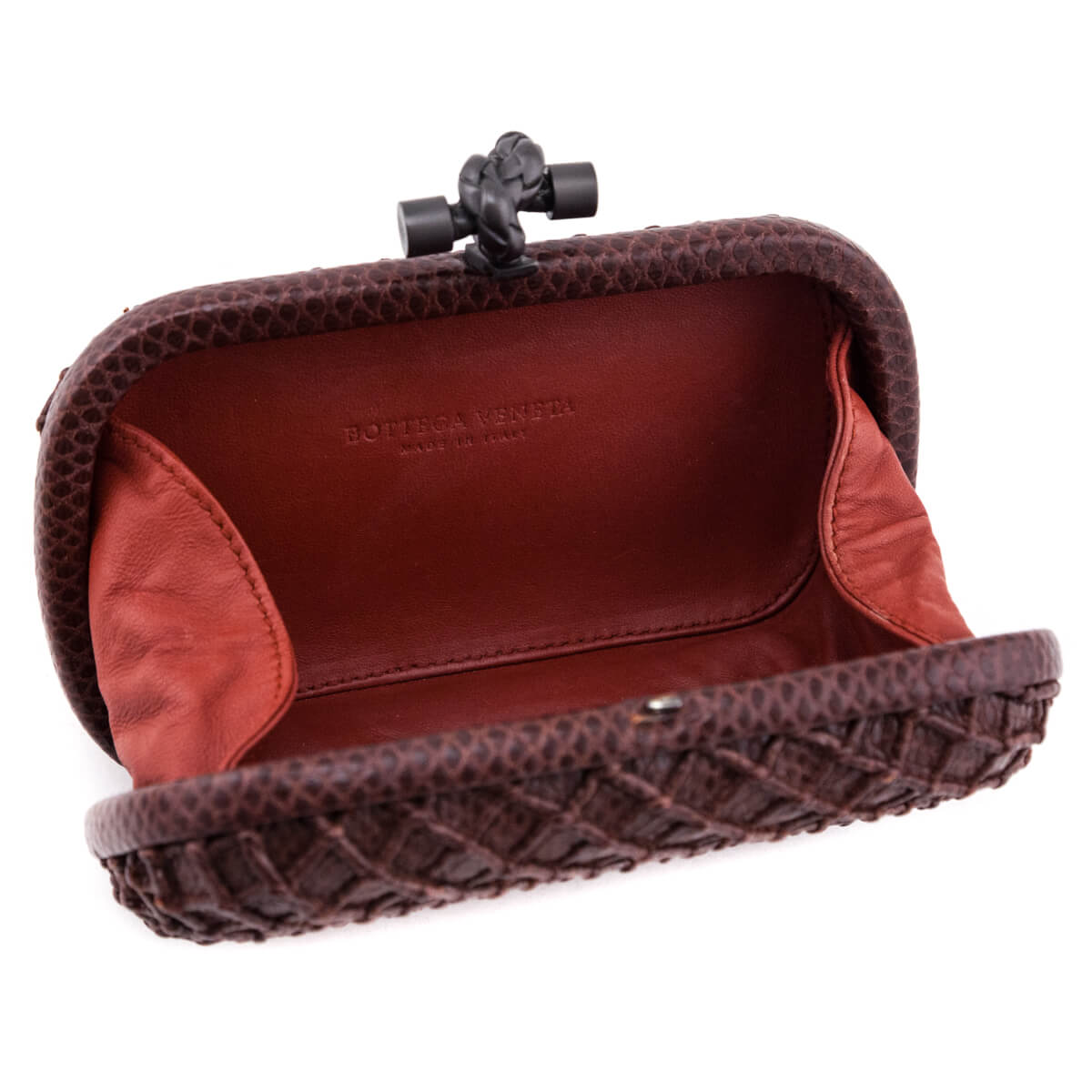 Bottega Veneta Burgundy Karung Intrecciato Knot Clutch - Love that Bag etc - Preowned Authentic Designer Handbags Preloved Fashions