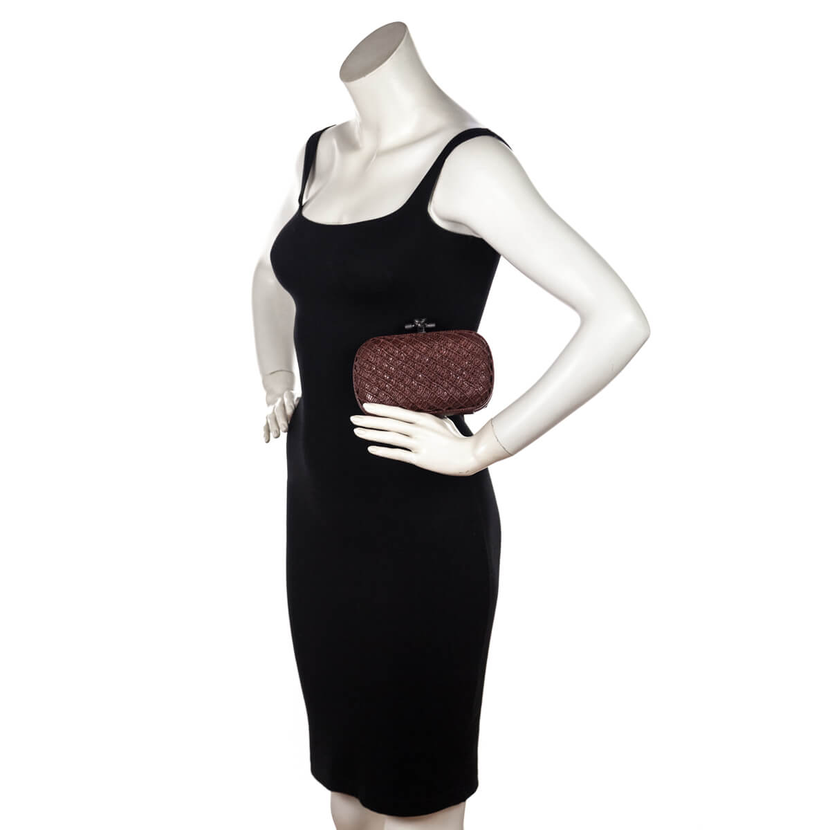 Bottega Veneta Burgundy Karung Intrecciato Knot Clutch - Love that Bag etc - Preowned Authentic Designer Handbags Preloved Fashions