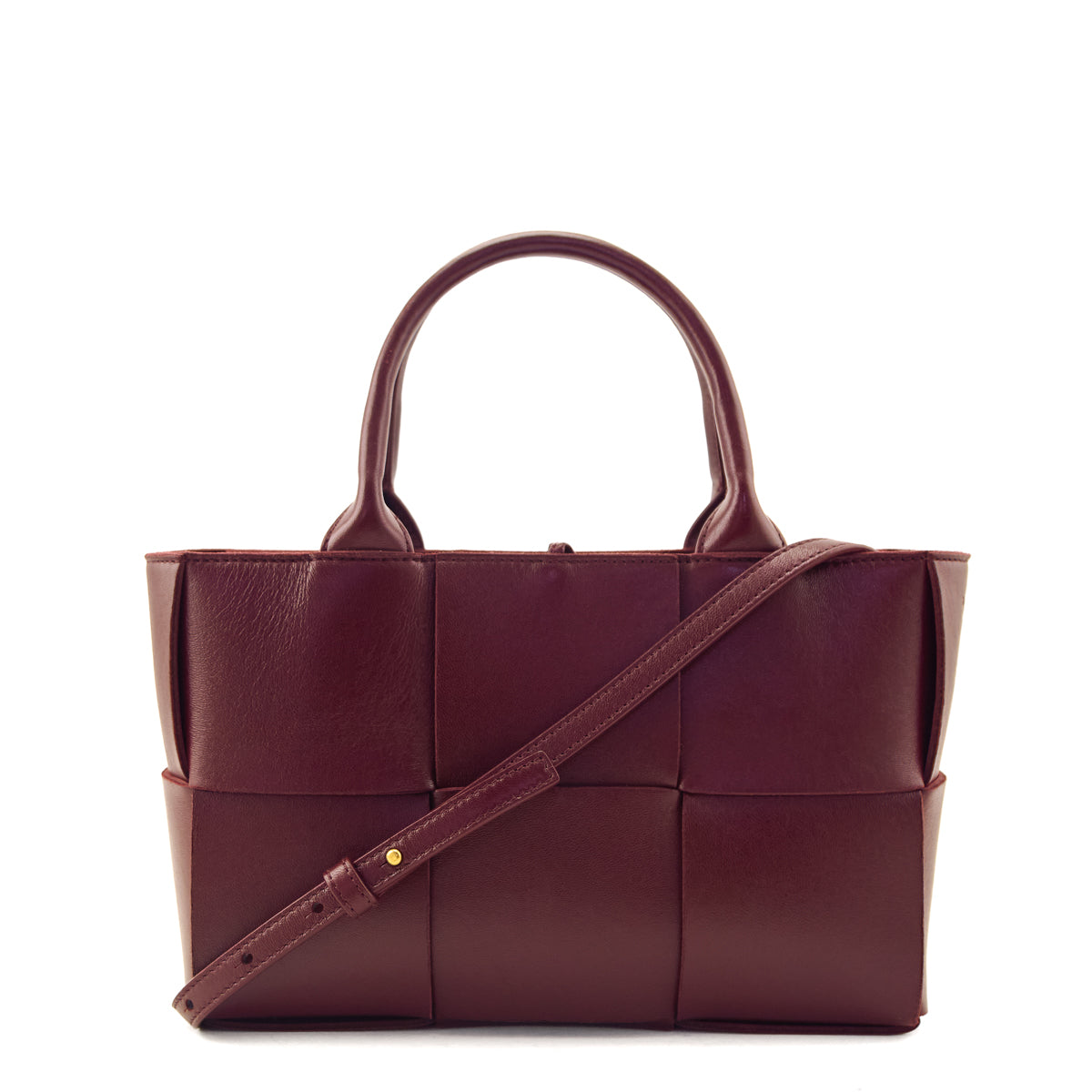 Bottega Veneta Burgundy Nappa Maxi Intrecciato Small Arco Tote - Love that Bag etc - Preowned Authentic Designer Handbags Preloved Fashions
