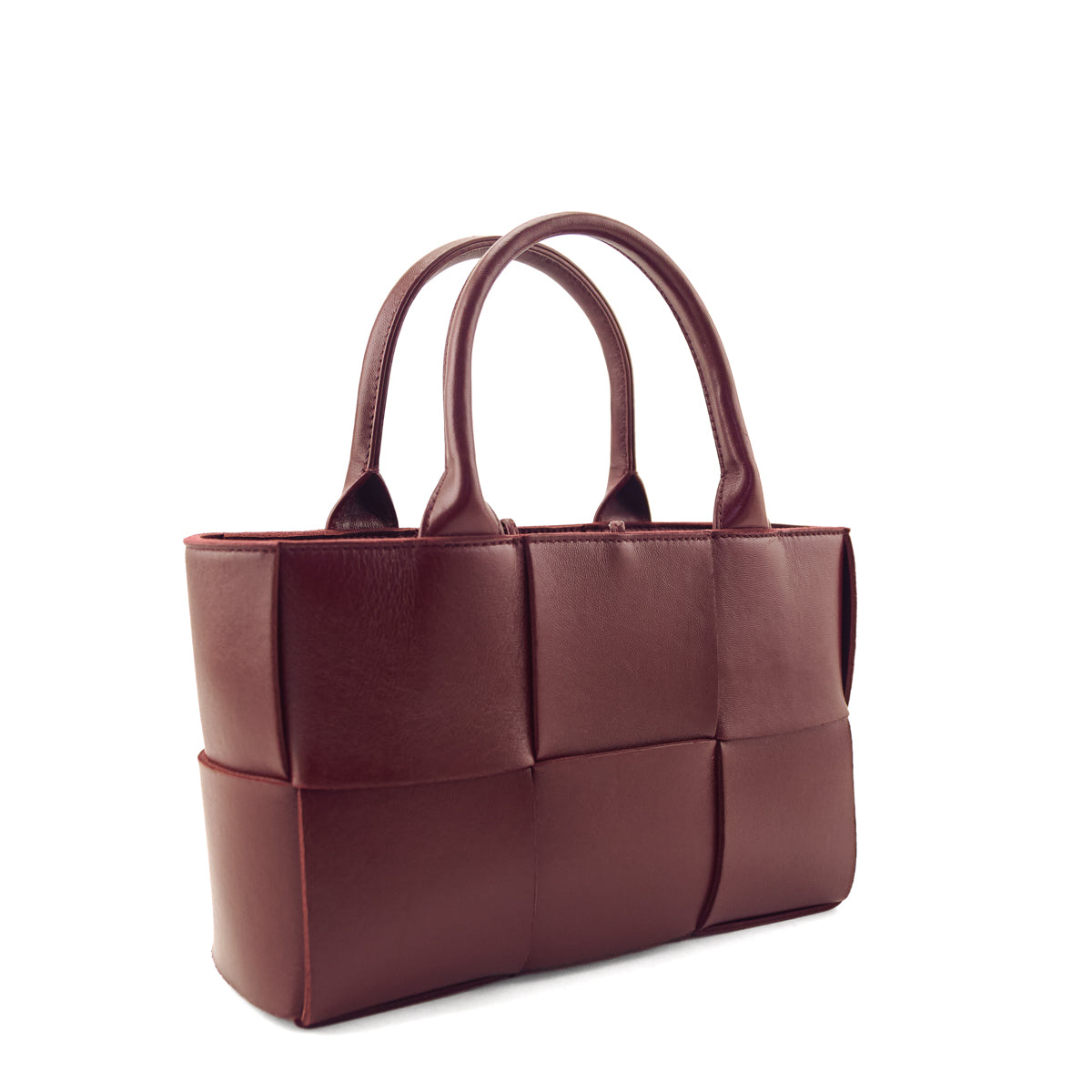 Bottega Veneta Burgundy Nappa Maxi Intrecciato Small Arco Tote - Love that Bag etc - Preowned Authentic Designer Handbags Preloved Fashions