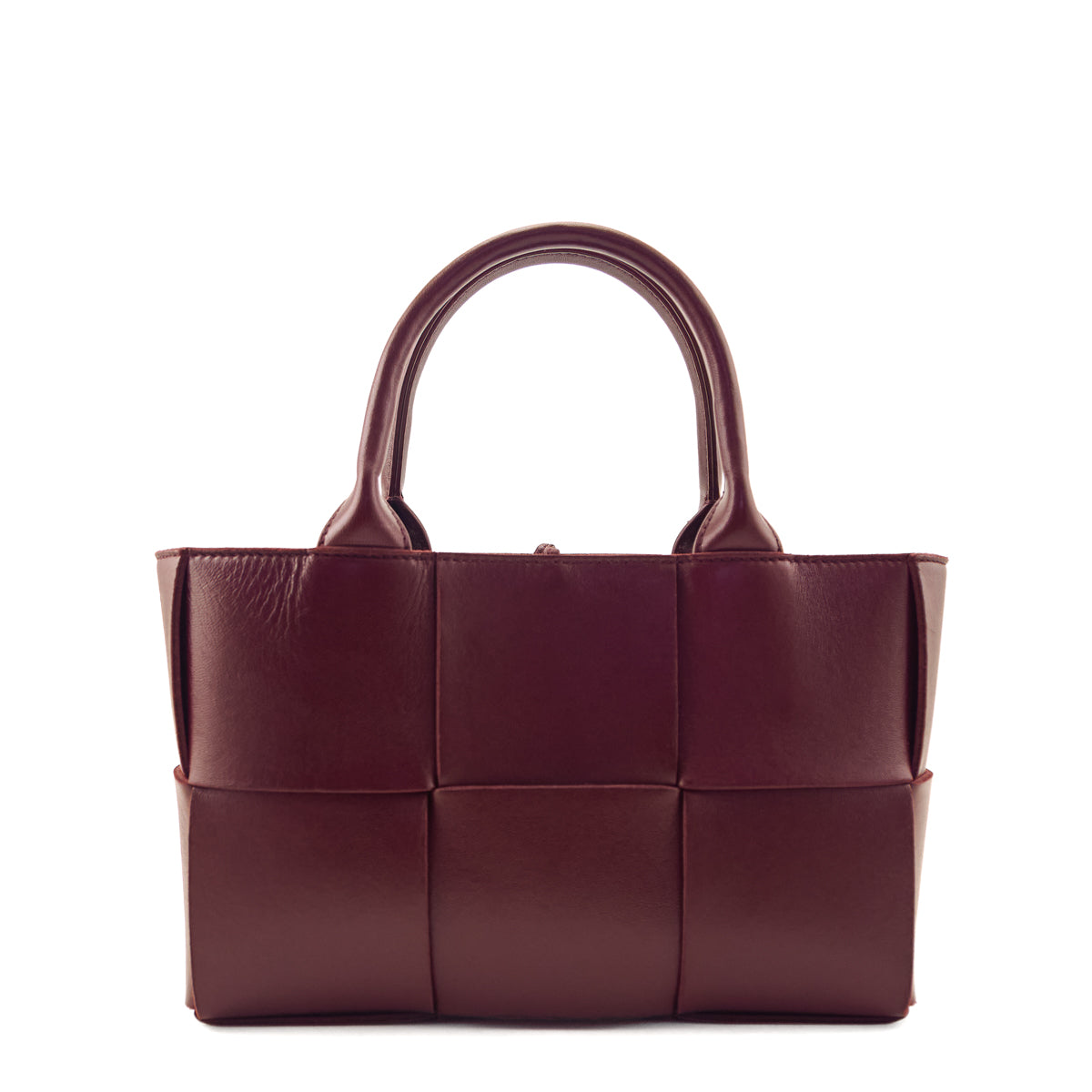 Bottega Veneta Burgundy Nappa Maxi Intrecciato Small Arco Tote - Love that Bag etc - Preowned Authentic Designer Handbags Preloved Fashions