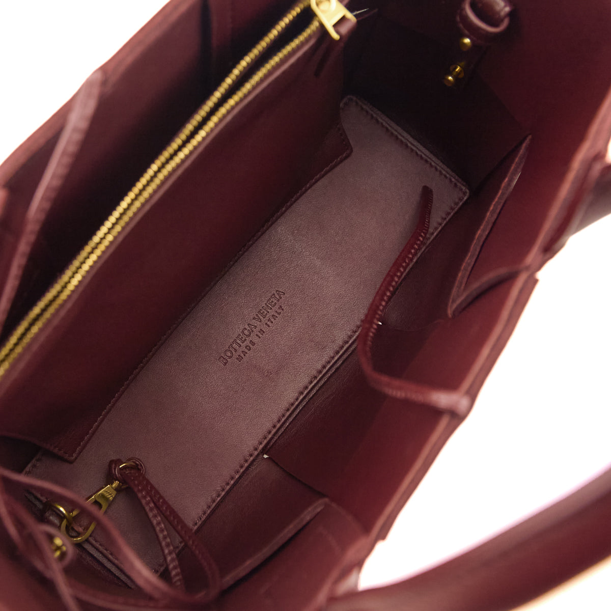 Bottega Veneta Burgundy Nappa Maxi Intrecciato Small Arco Tote - Love that Bag etc - Preowned Authentic Designer Handbags Preloved Fashions