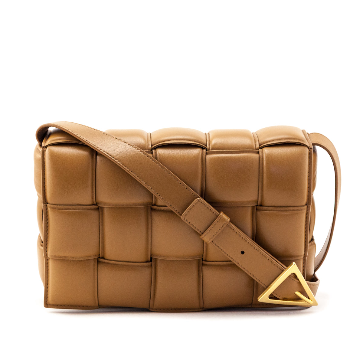 Bottega Veneta Camel Nappa Maxi Intreccio Padded Cassette Crossbody Bag - Love that Bag etc - Preowned Authentic Designer Handbags Preloved Fashions