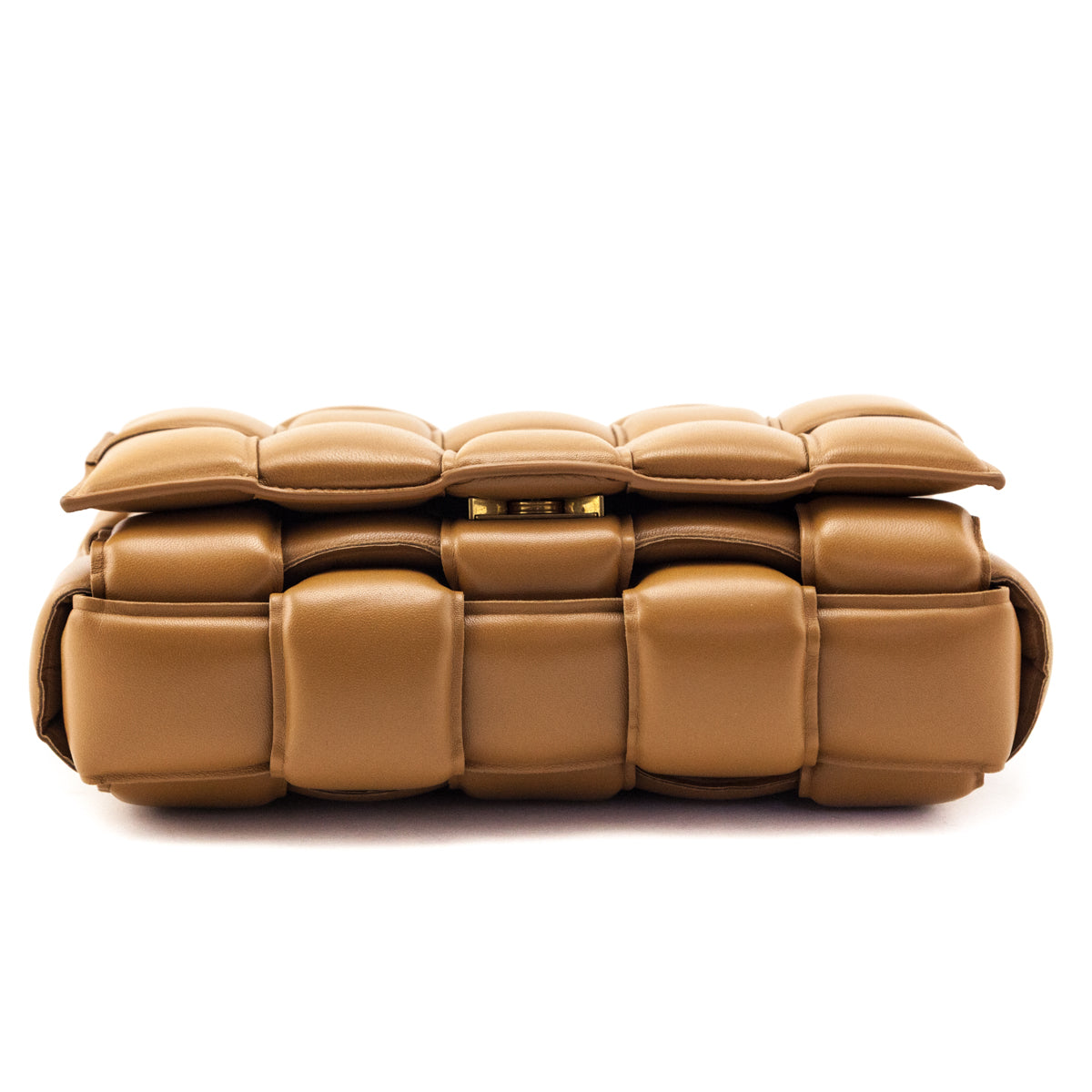 Bottega Veneta Camel Nappa Maxi Intreccio Padded Cassette Crossbody Bag - Love that Bag etc - Preowned Authentic Designer Handbags Preloved Fashions