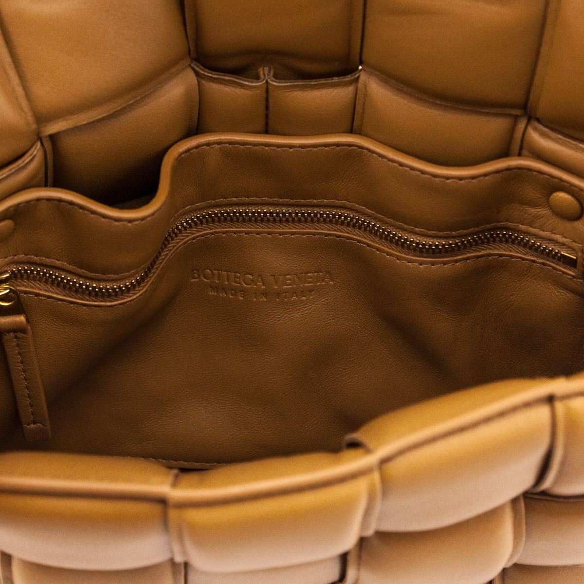 Bottega Veneta Camel Nappa Maxi Intreccio Padded Cassette Crossbody Bag - Love that Bag etc - Preowned Authentic Designer Handbags Preloved Fashions