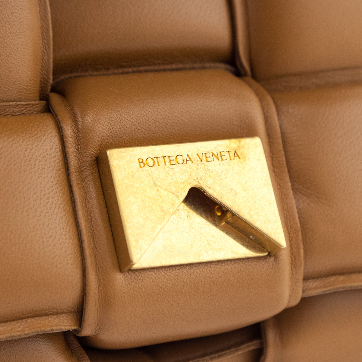 Bottega Veneta Camel Nappa Maxi Intreccio Padded Cassette Crossbody Bag - Love that Bag etc - Preowned Authentic Designer Handbags Preloved Fashions