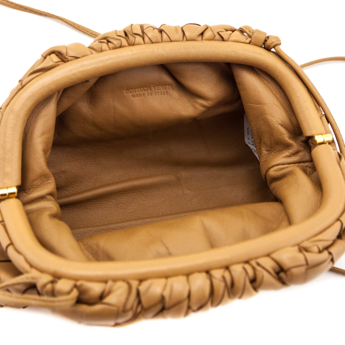 Bottega Veneta Caramel Intrecciato The Mini Pouch - Love that Bag etc - Preowned Authentic Designer Handbags Preloved Fashions
