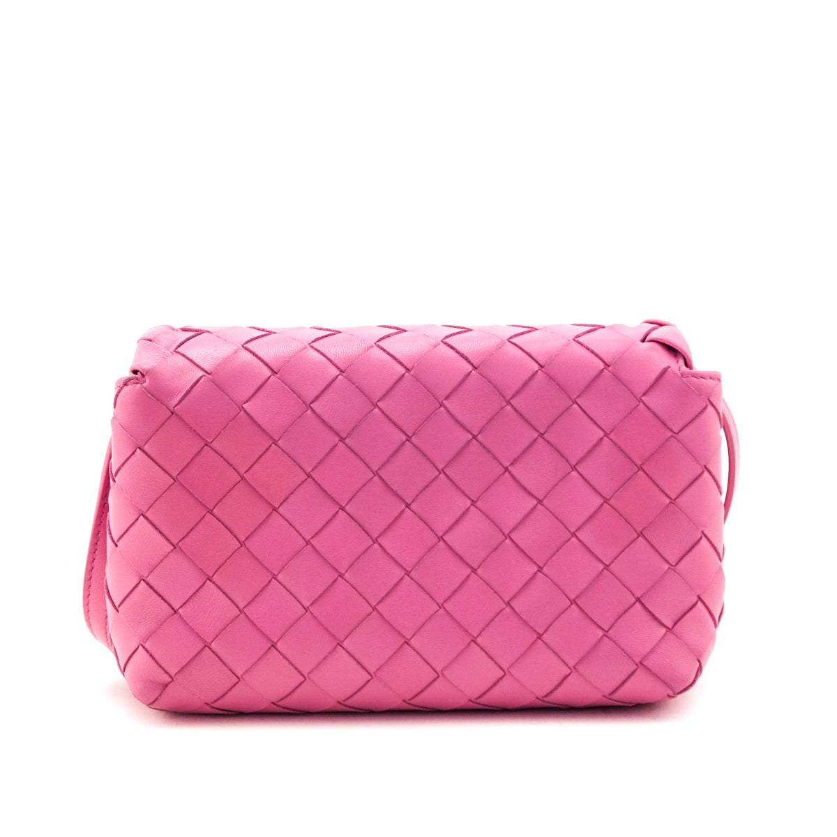 Bottega Veneta Pink Intrecciato Small Flap Crossbody - Love that Bag etc - Preowned Authentic Designer Handbags Preloved Fashions