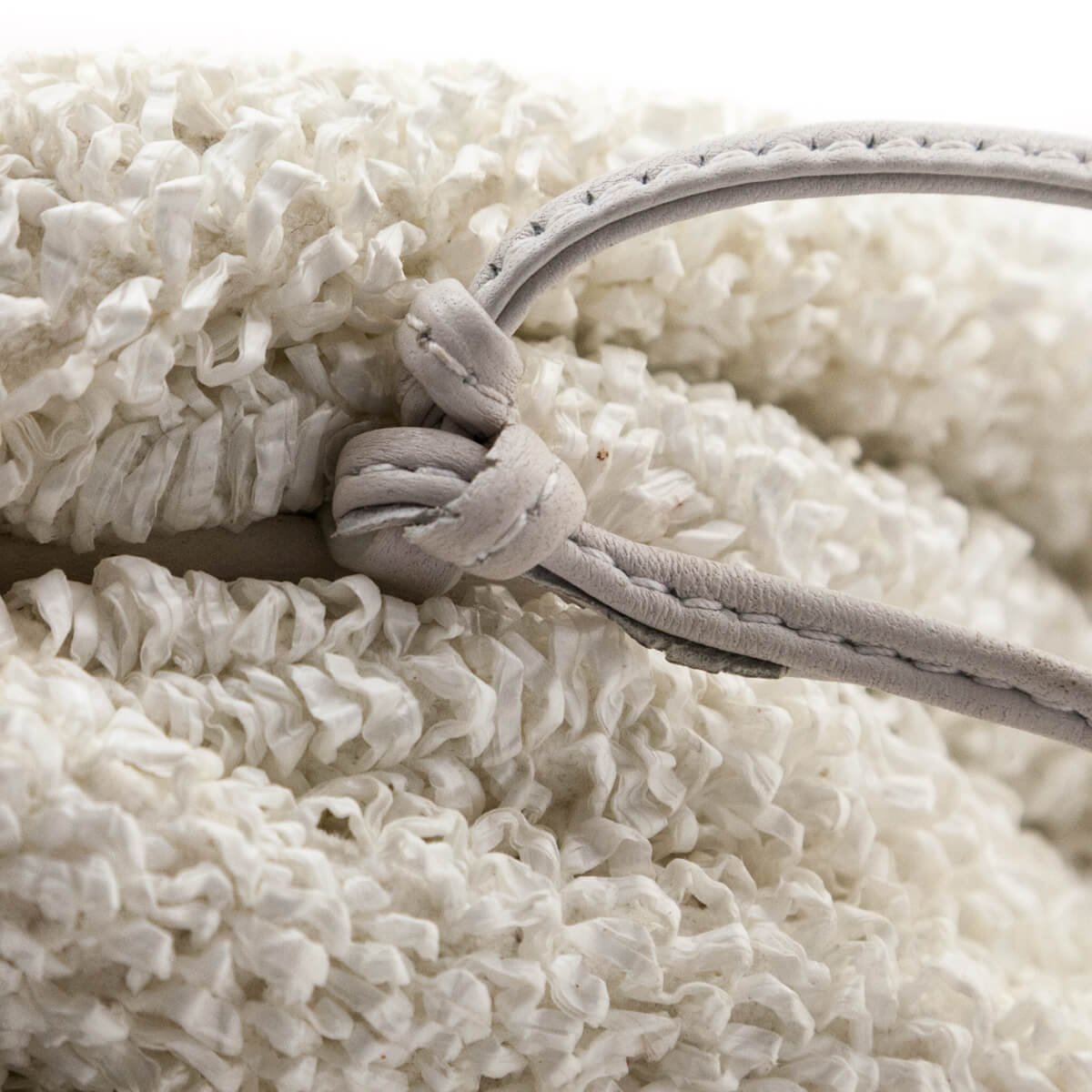 Bottega Veneta White Chalk Boucle Curly Raffia The Mini Pouch - Love that Bag etc - Preowned Authentic Designer Handbags Preloved Fashions
