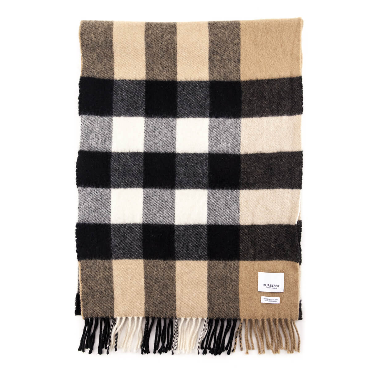Burberry Beige Mega Check Cashmere Scarf - Love that Bag etc - Preowned Authentic Designer Handbags Preloved Fashions