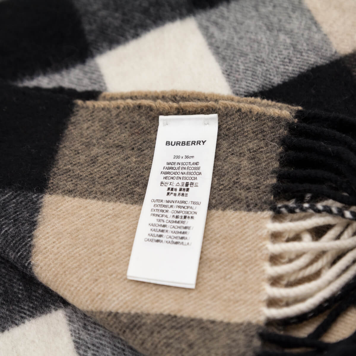 Burberry Beige Mega Check Cashmere Scarf - Love that Bag etc - Preowned Authentic Designer Handbags Preloved Fashions