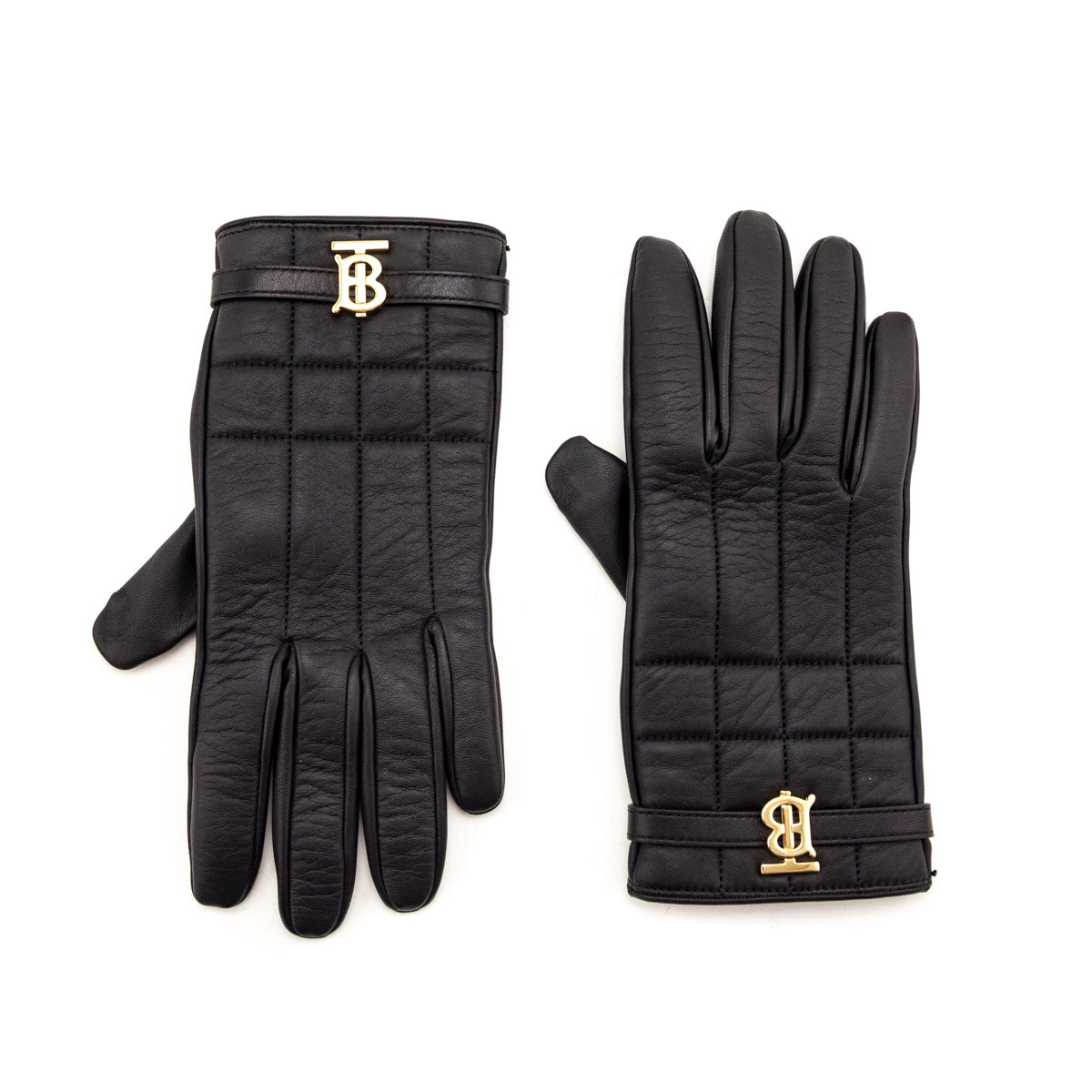 Burberry Black Leather Victoria Check Quilted Gloves - Love that Bag etc - Preowned Authentic Designer Handbags Preloved Fashions