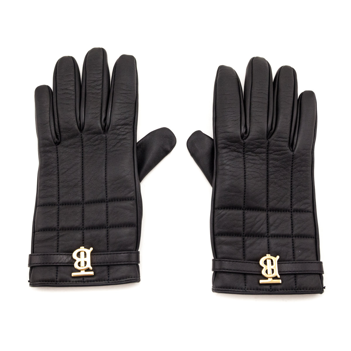 Burberry Black Leather Victoria Check Quilted Gloves - Love that Bag etc - Preowned Authentic Designer Handbags Preloved Fashions