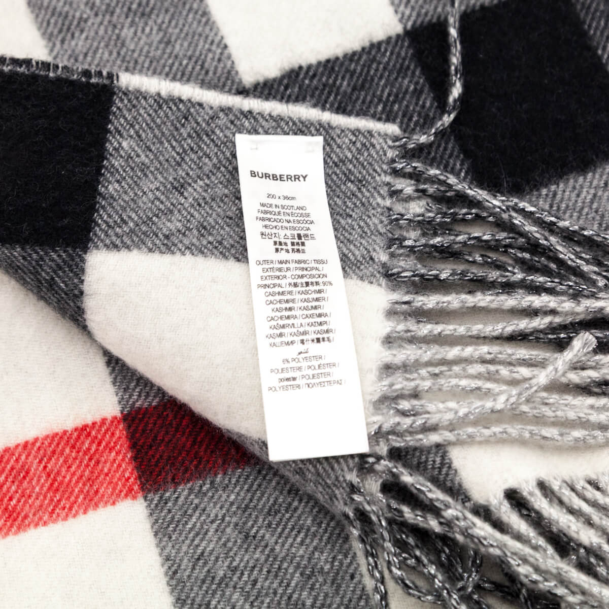 Burberry Black Silver Cashmere TB Half Mega Reversible Scarf - Love that Bag etc - Preowned Authentic Designer Handbags Preloved Fashions