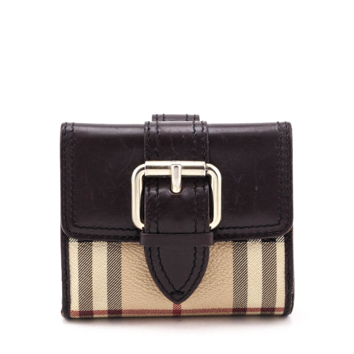 Burberry Haymarket Check Buckle Compact Wallet - Love that Bag etc - Preowned Authentic Designer Handbags Preloved Fashions