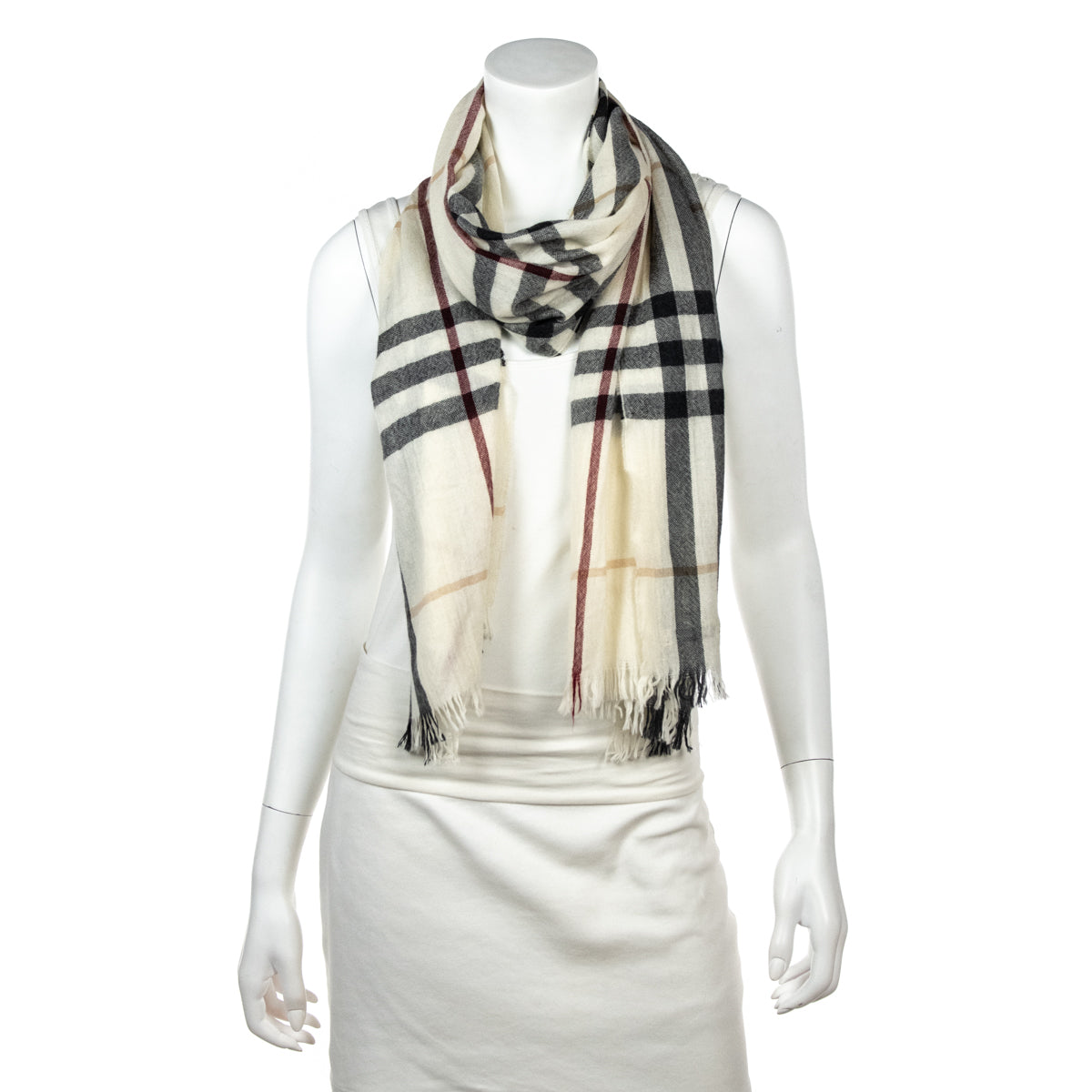 Burberry Ivory Check Scarf - Love that Bag etc - Preowned Authentic Designer Handbags Preloved Fashions
