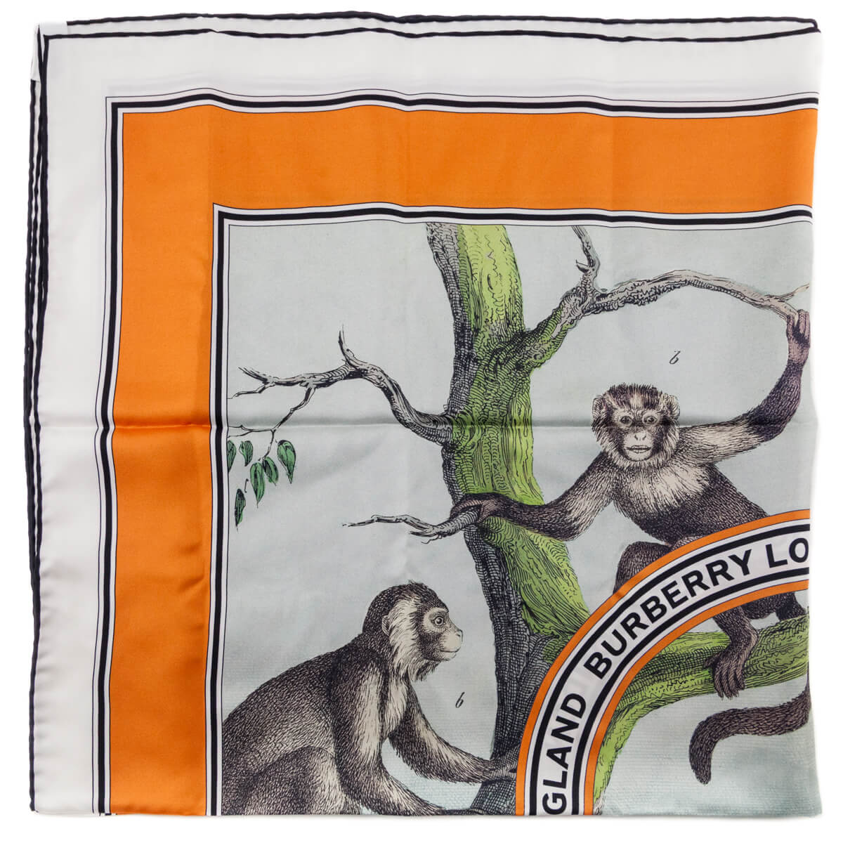 Burberry London Orange Monkey Print Silk Scarf - Love that Bag etc - Preowned Authentic Designer Handbags Preloved Fashions