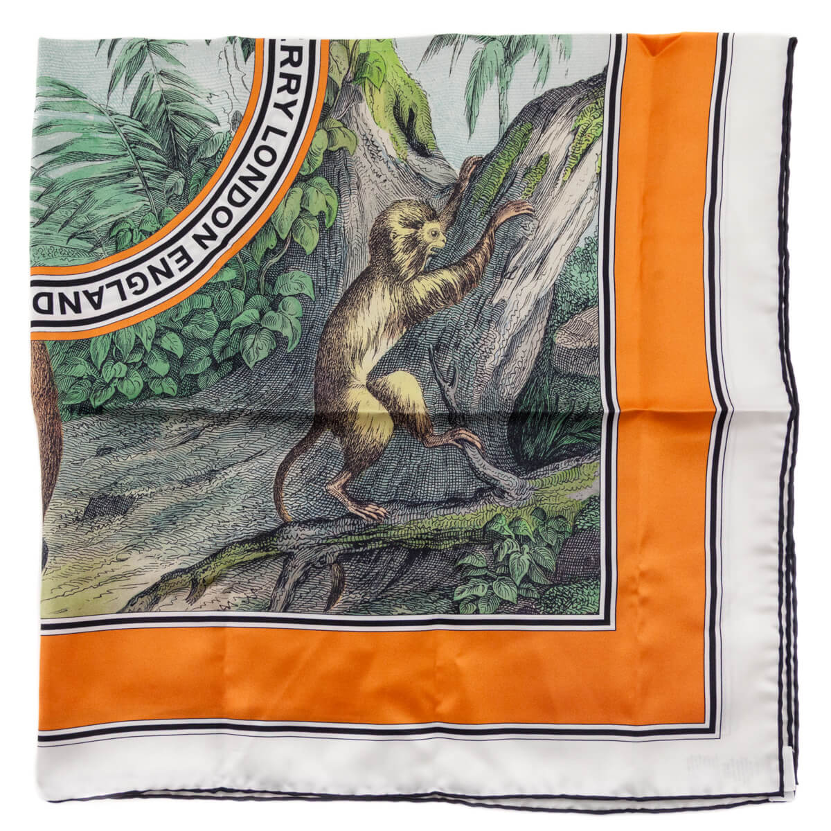 Burberry London Orange Monkey Print Silk Scarf - Love that Bag etc - Preowned Authentic Designer Handbags Preloved Fashions