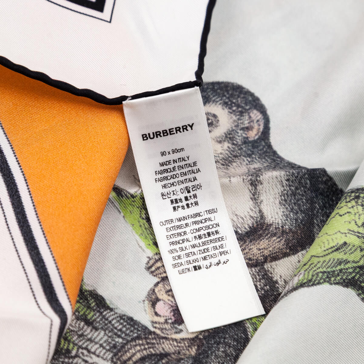 Burberry London Orange Monkey Print Silk Scarf - Love that Bag etc - Preowned Authentic Designer Handbags Preloved Fashions