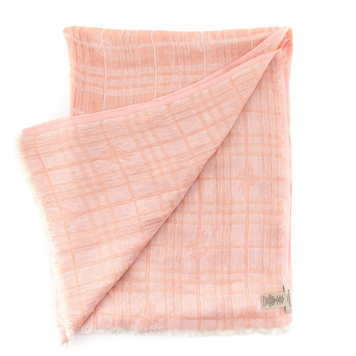 Burberry Pink Linen Blend Check Oblong Scarf - Love that Bag etc - Preowned Authentic Designer Handbags Preloved Fashions