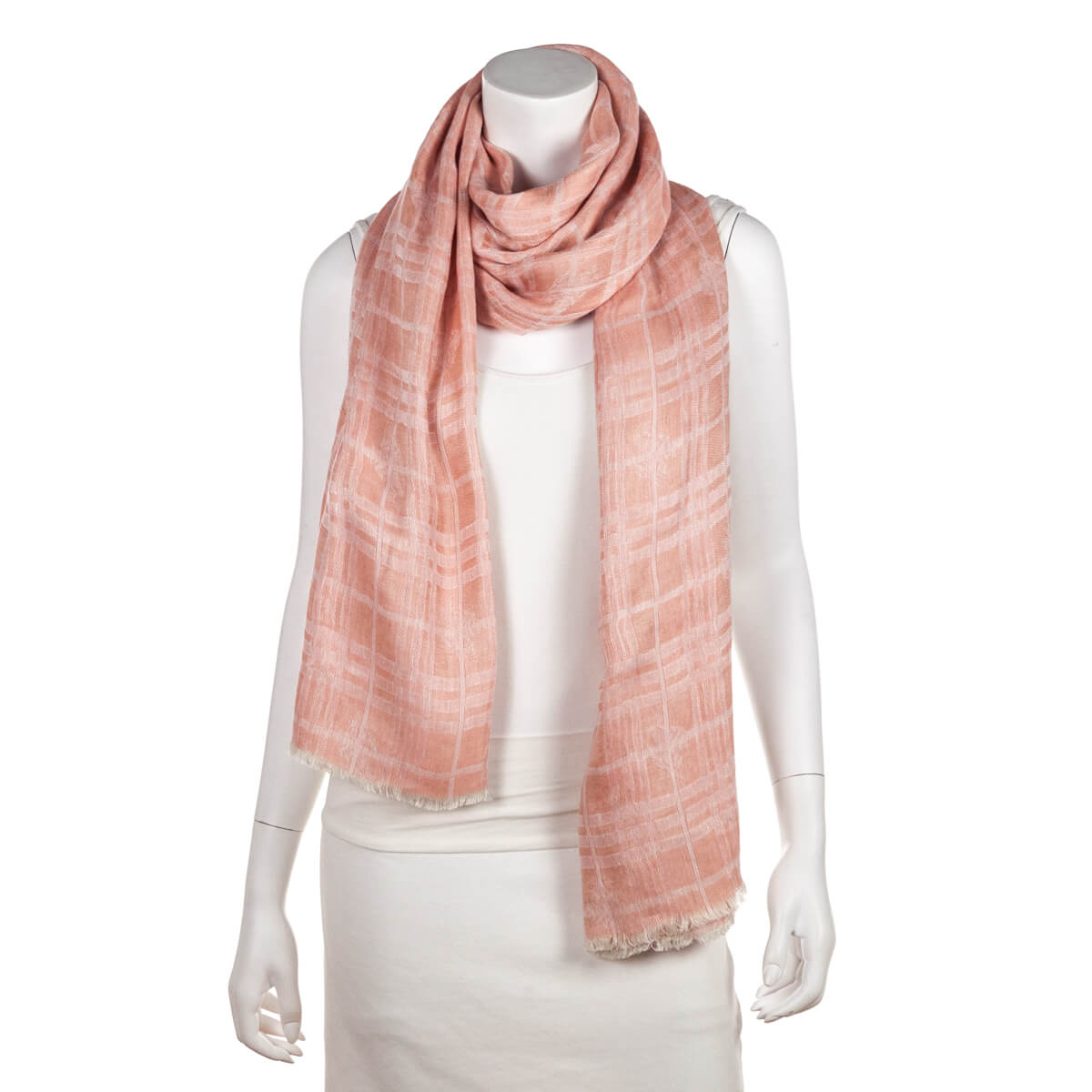 Burberry Pink Linen Blend Check Oblong Scarf - Love that Bag etc - Preowned Authentic Designer Handbags Preloved Fashions