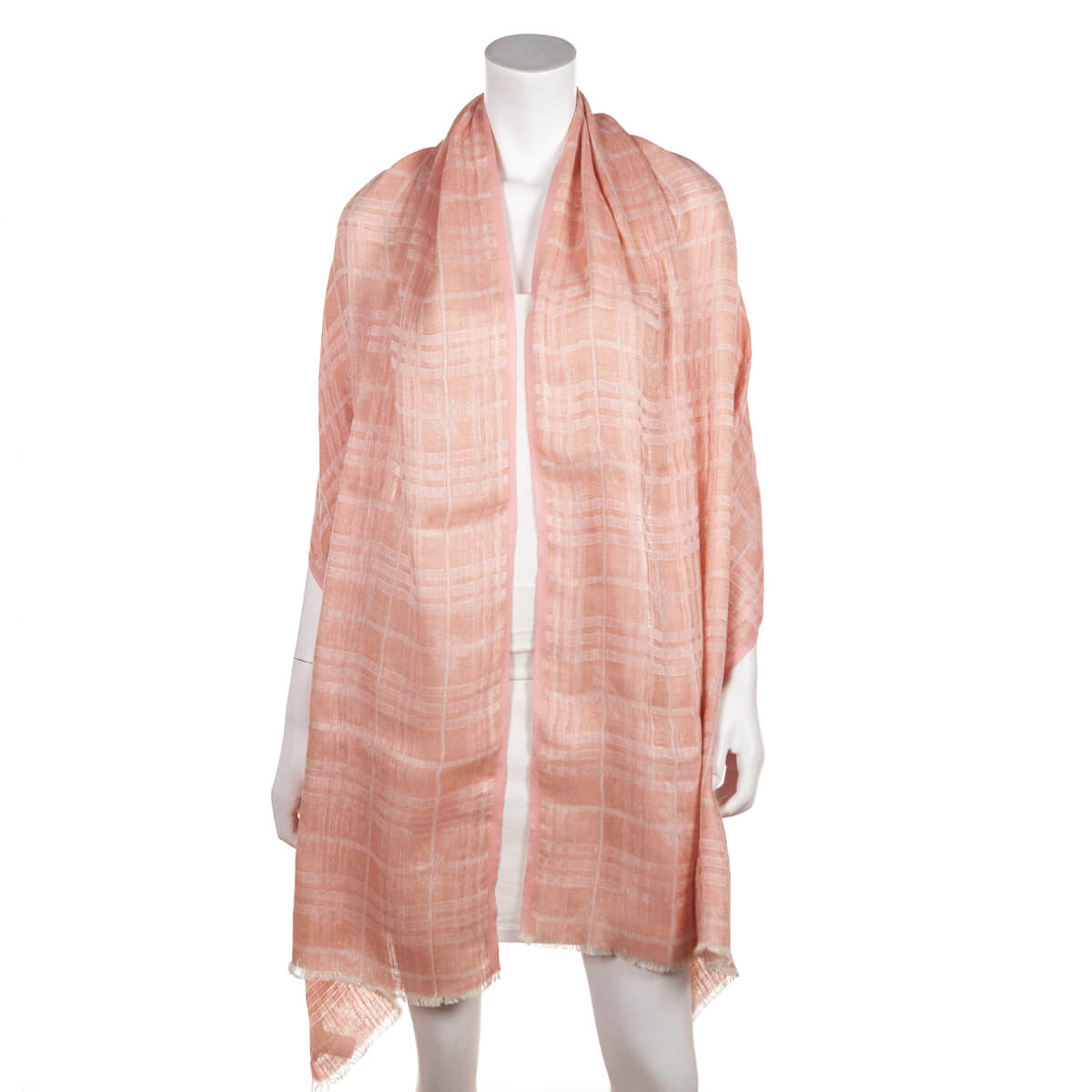 Burberry Pink Linen Blend Check Oblong Scarf - Love that Bag etc - Preowned Authentic Designer Handbags Preloved Fashions
