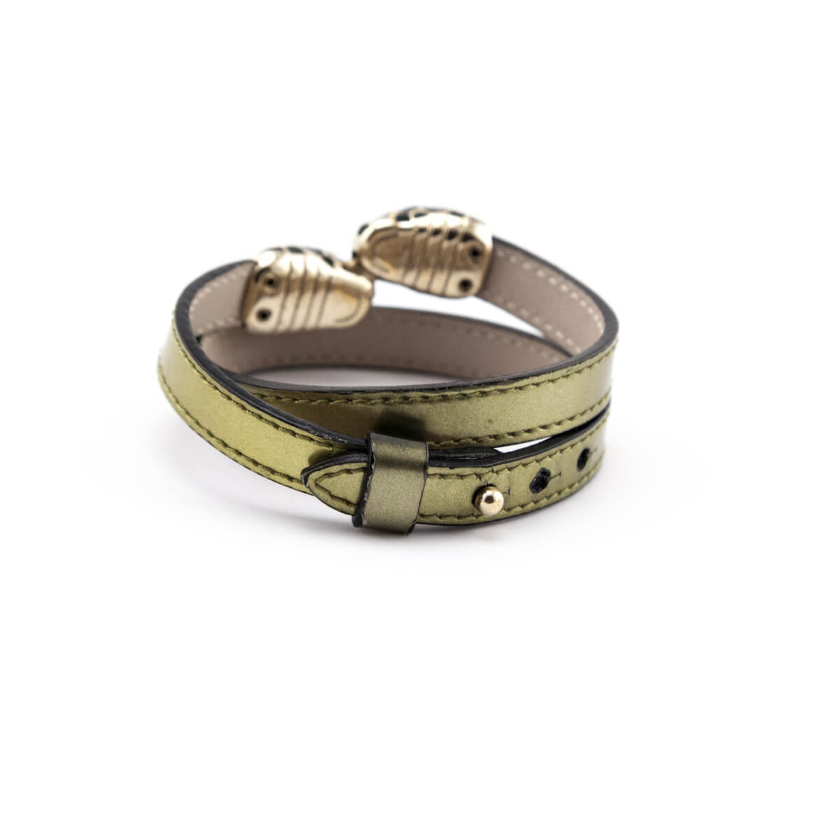Bvlgari Metallic Olive Leather Serpenti Forever Double Bracelet Size S - Love that Bag etc - Preowned Authentic Designer Handbags Preloved Fashions