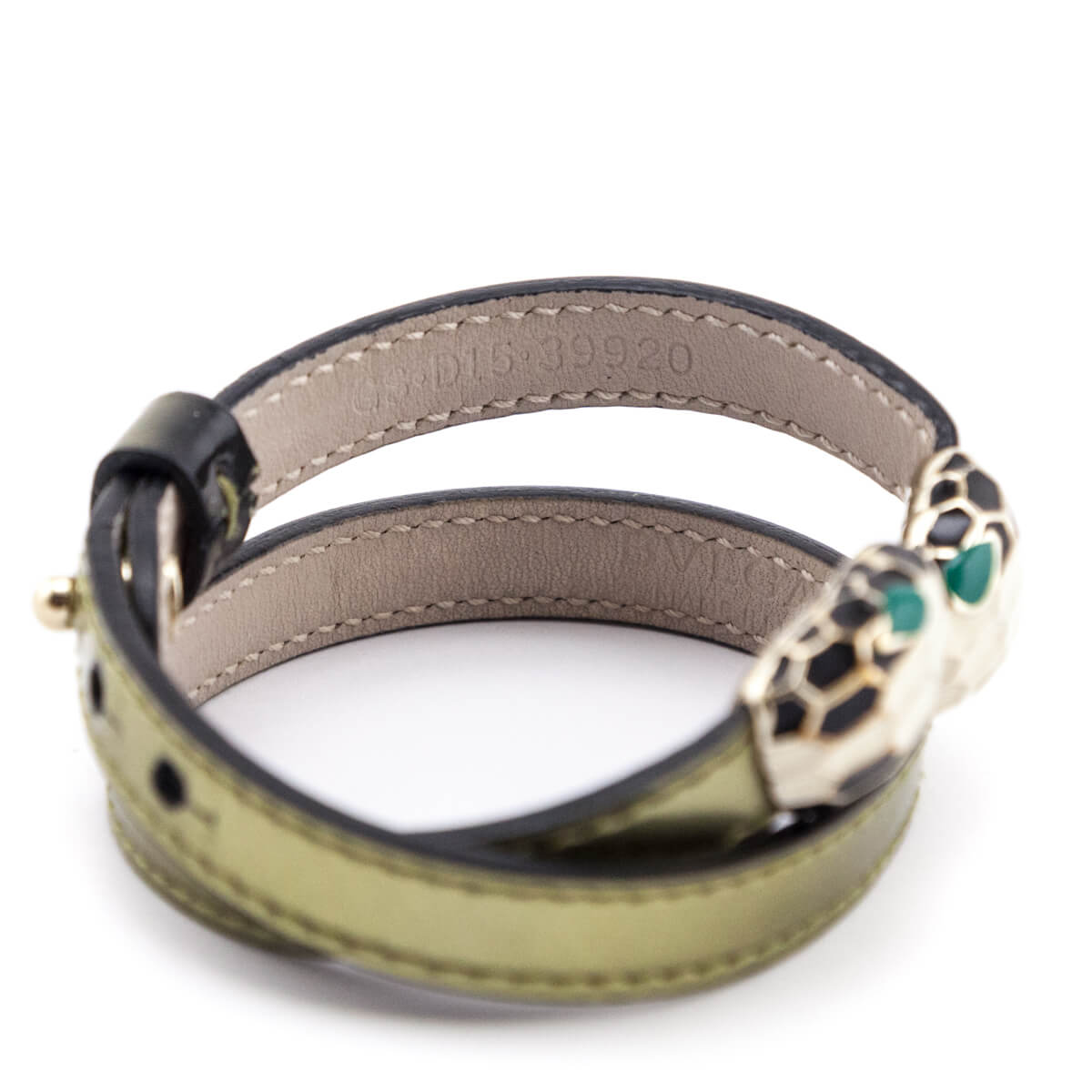 Bvlgari Metallic Olive Leather Serpenti Forever Double Bracelet Size S - Love that Bag etc - Preowned Authentic Designer Handbags Preloved Fashions