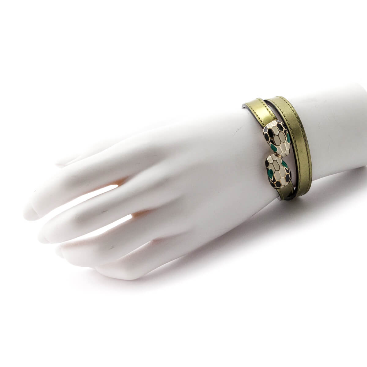 Bvlgari Metallic Olive Leather Serpenti Forever Double Bracelet Size S - Love that Bag etc - Preowned Authentic Designer Handbags Preloved Fashions