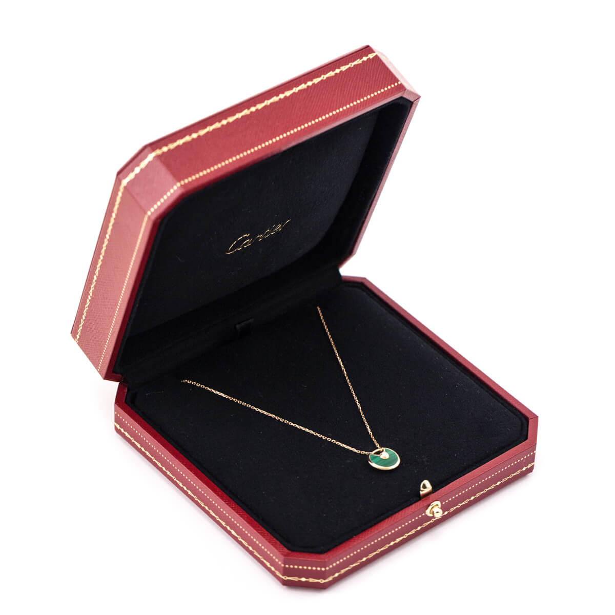 Cartier 18K Pink Gold Diamond Malachite XS Amulette de Cartier Pendant Necklace - Love that Bag etc - Preowned Authentic Designer Handbags Preloved Fashions