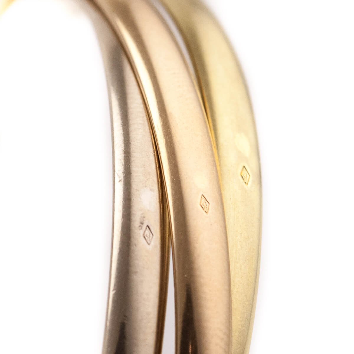 Cartier 18K Pink Yellow White Gold Classic Trinity Bangle Bracelet - Love that Bag etc - Preowned Authentic Designer Handbags Preloved Fashions