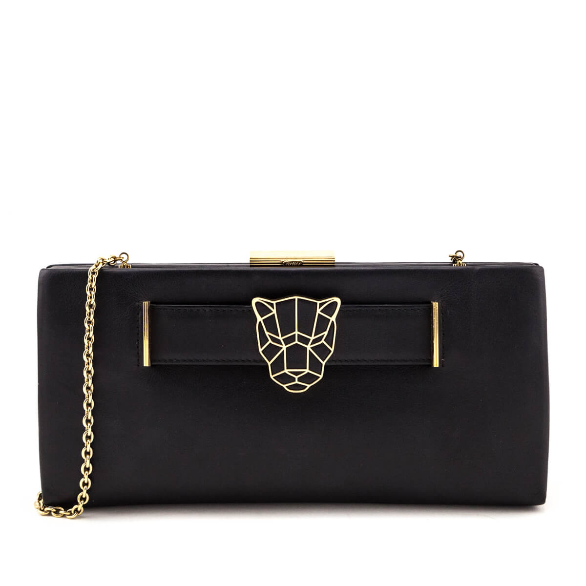 Cartier Black Calfskin Panthere de Cartier Clutch - Love that Bag etc - Preowned Authentic Designer Handbags Preloved Fashions