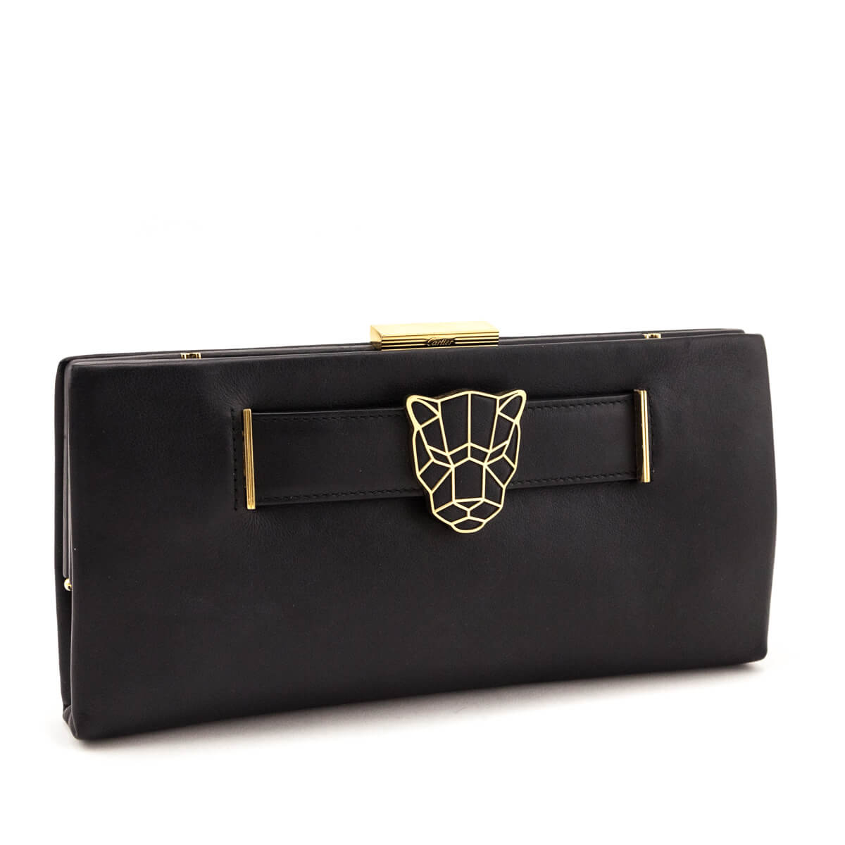 Cartier Black Calfskin Panthere de Cartier Clutch - Love that Bag etc - Preowned Authentic Designer Handbags Preloved Fashions