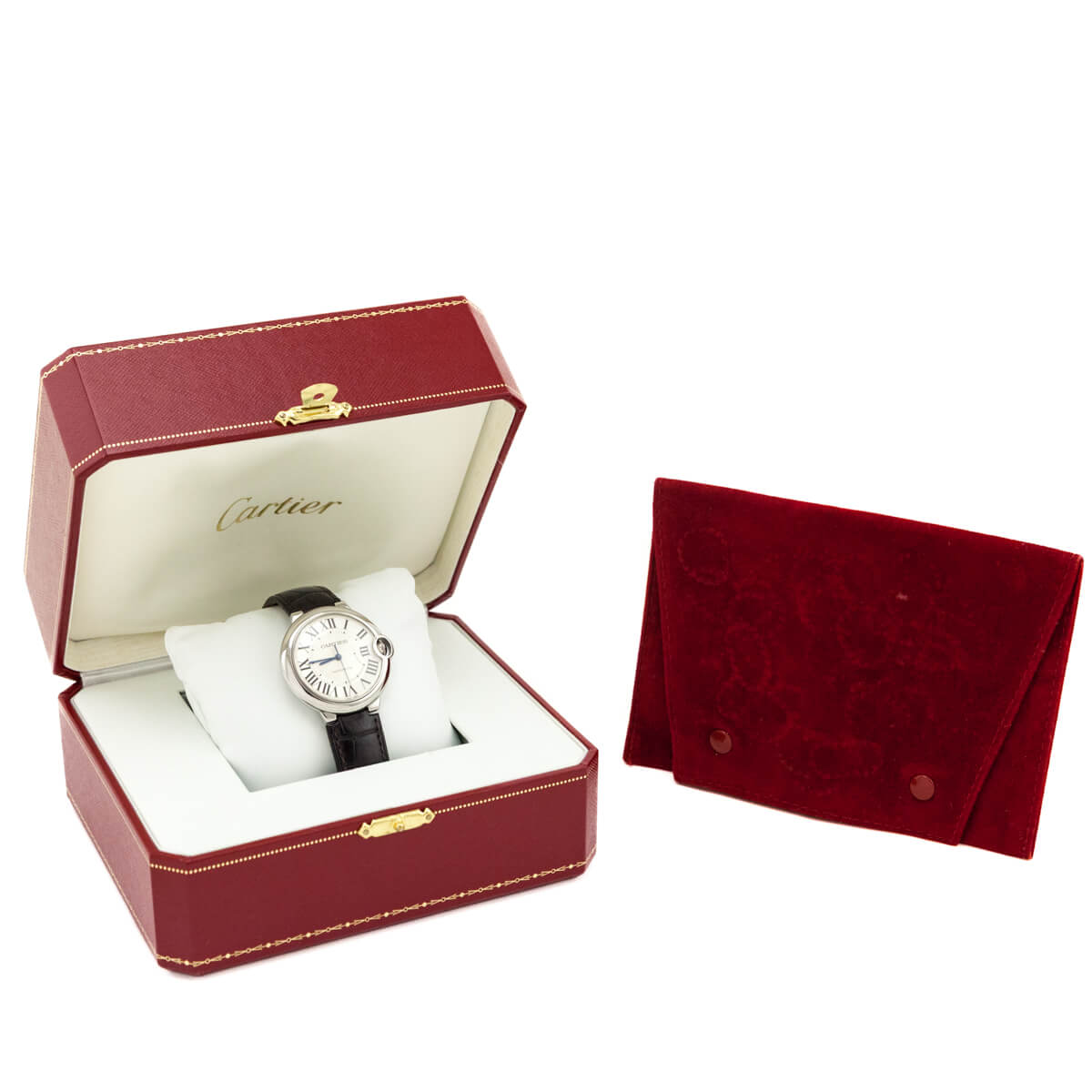 Cartier Crocodile Stainless Steel 36mm Ballon Bleu De Cartier Automatic Watch - Love that Bag etc - Preowned Authentic Designer Handbags Preloved Fashions