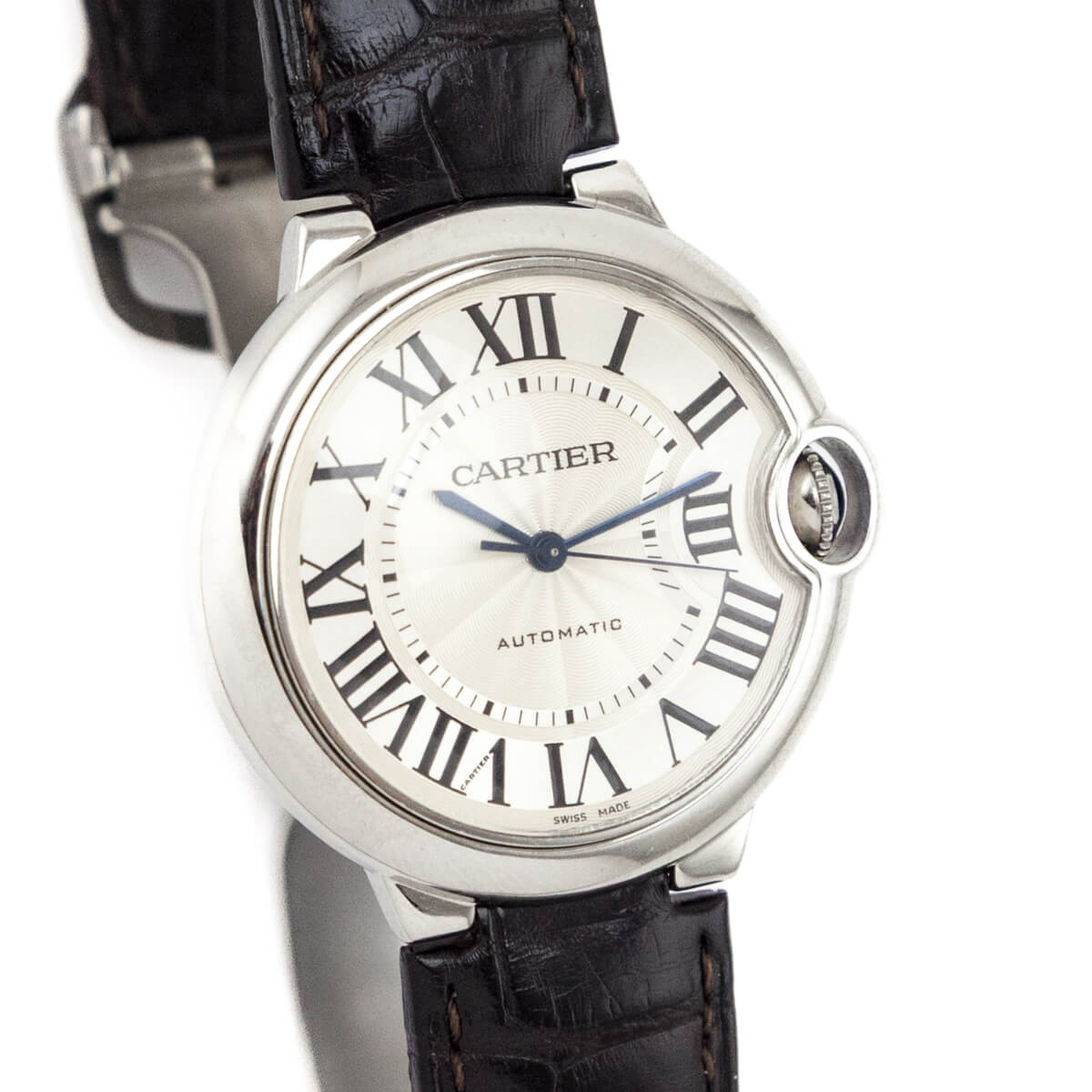Cartier Crocodile Stainless Steel 36mm Ballon Bleu De Cartier Automatic Watch - Love that Bag etc - Preowned Authentic Designer Handbags Preloved Fashions