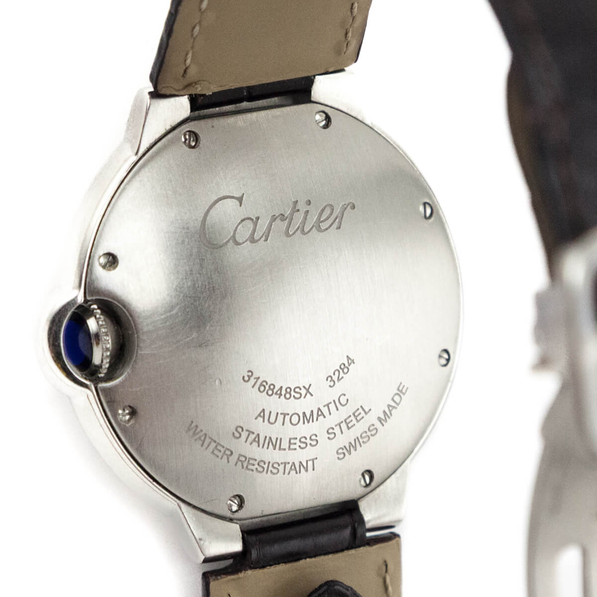 Cartier Crocodile Stainless Steel 36mm Ballon Bleu De Cartier Automatic Watch - Love that Bag etc - Preowned Authentic Designer Handbags Preloved Fashions