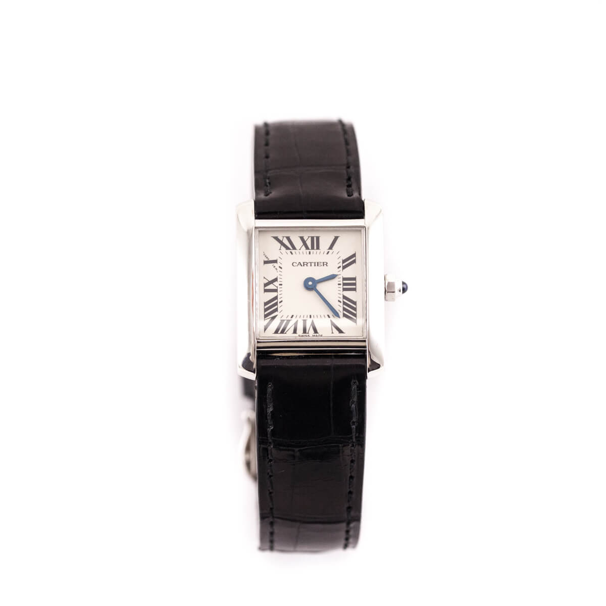 Cartier White Gold Tank Francaise 2403 Watch - Love that Bag etc - Preowned Authentic Designer Handbags Preloved Fashions