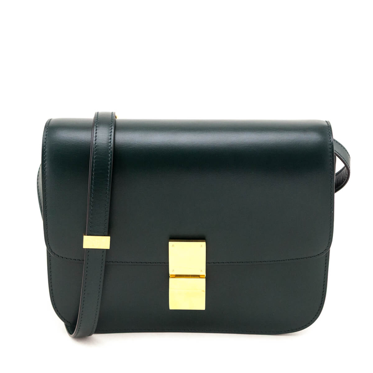 Celine Amazone Green Box Calfskin Medium Classic Box Flap - Love that Bag etc - Preowned Authentic Designer Handbags Preloved Fashions